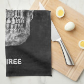 Gothic Skull Head Black en White Custom Theedoek (Quarter Fold)