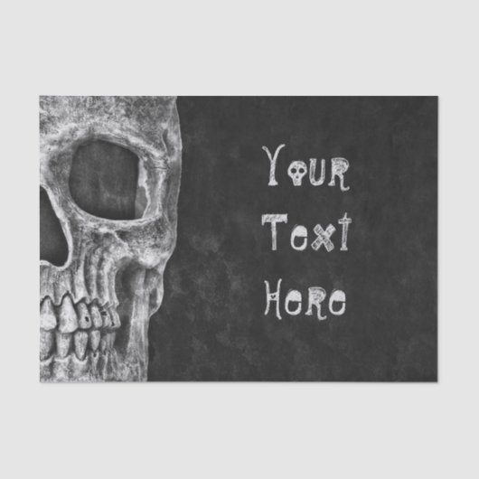 Gothic Skull Head Black en White Custom Tissuepapier (Voorkant)