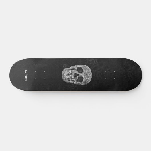 Gothic Skull Head Black en White Grunge Texture Persoonlijk Skateboard (Horizontaal)