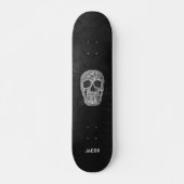 Gothic Skull Head Black en White Grunge Texture Persoonlijk Skateboard (Voorkant)
