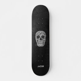 Gothic Skull Head Black en White Grunge Texture Persoonlijk Skateboard
