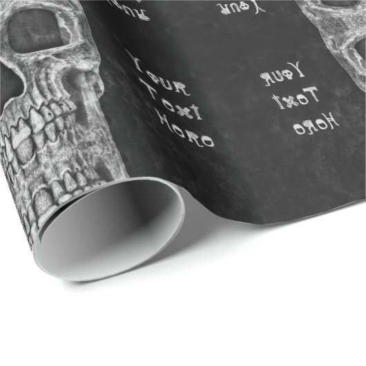 Gothic Skull Head Black en White Pattern Cadeaupapier (Rol Hoek)