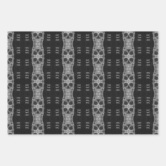 Gothic Skull Head Black en White Pattern Inpakpapier Vel (Voorkant 2)