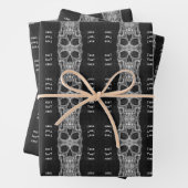 Gothic Skull Head Black en White Pattern Inpakpapier Vel (In situ)