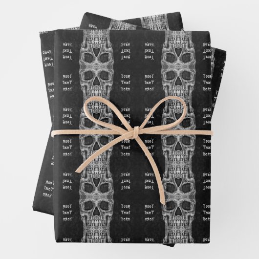 Gothic Skull Head Black en White Pattern Inpakpapier Vel (In situ)
