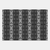 Gothic Skull Head Black en White Pattern Inpakpapier Vel (Voorkant)