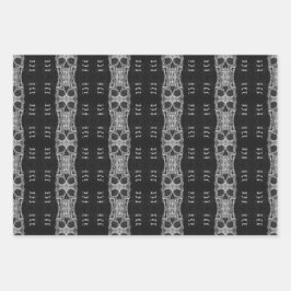 Gothic Skull Head Black en White Pattern Inpakpapier Vel