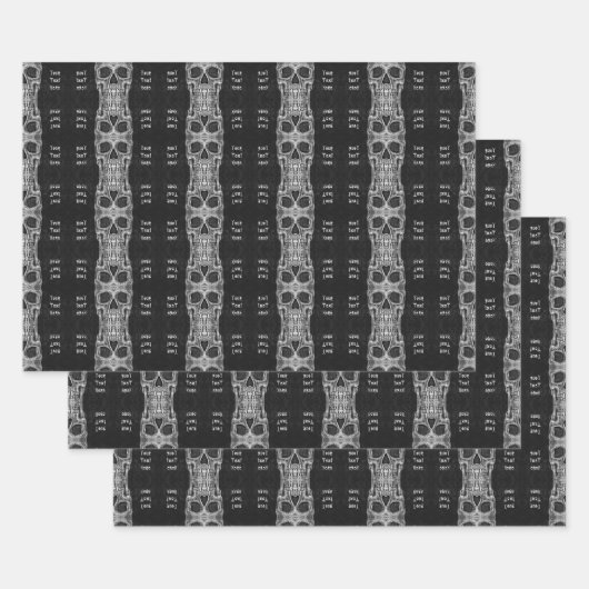 Gothic Skull Head Black en White Pattern Inpakpapier Vel (Set)