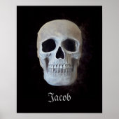 Gothic Skull Head Black en White Spooky Poster (Voorkant)