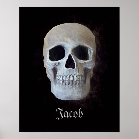 Gothic Skull Head Black en White Spooky Poster (Voorkant)