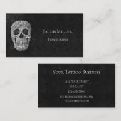Gothic Skull Head Black en White Tattoo Artist Visitekaartje (Voorkant / Achterkant)