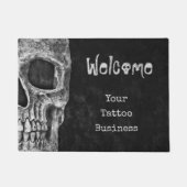 Gothic Skull Head Black en White Tattoo Shop Deurmat (Voorkant)