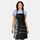 Gothic Skull Head Black en White Tattoo Shop Schort (Gedragen)