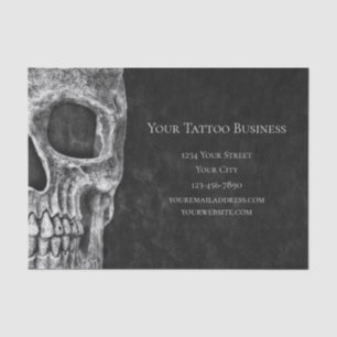 Gothic Skull Head Black en White Tattoo Shop Tissuepapier