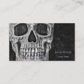 Gothic Skull Head Black en White Tattoo Shop Visitekaartje (Voorkant)