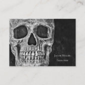 Gothic Skull Head Black en White Tattoo Shop Visitekaartje (Voorkant)