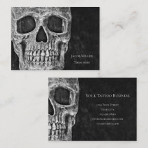 Gothic Skull Head Black en White Tattoo Shop