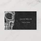 Gothic Skull Head Black en White Tattoo Shop Visitekaartje (Voorkant)