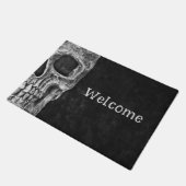 Gothic Skull Head Black en White Welcome Deurmat (Schuin)