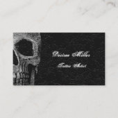 Gothic Skull Head Black Grey Floral Tattoo Artist Visitekaartje (Voorkant)