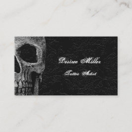 Gothic Skull Head Black Grey Floral Tattoo Artist Visitekaartje