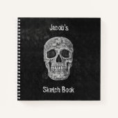 Gothic Skull Head Black White Art Sketch Book Notitieboek (Voorkant)