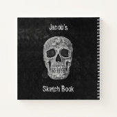 Gothic Skull Head Black White Art Sketch Book Notitieboek (Achterkant)