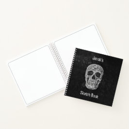 Gothic Skull Head Black White Art Sketch Book Notitieboek