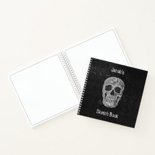 Gothic Skull Head Black White Art Sketch Book Notitieboek