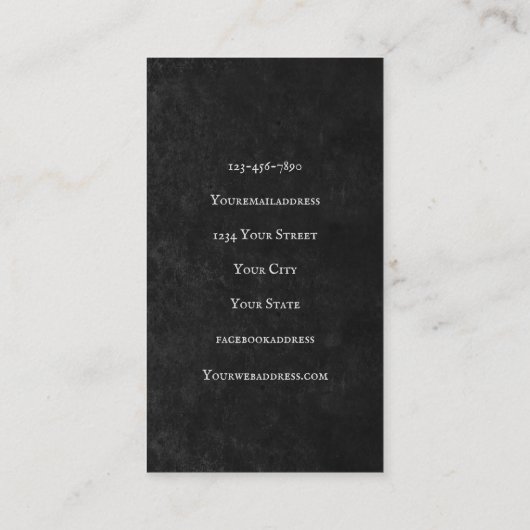 Gothic Skull Head Black White Catering Visitekaartje (Achterkant)