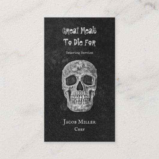 Gothic Skull Head Black White Catering Visitekaartje (Voorkant)
