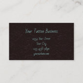 Gothic Skull Head Blauwgroen Brown Floral Tattoo A Visitekaartje (Achterkant)