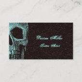 Gothic Skull Head Blauwgroen Brown Floral Tattoo A Visitekaartje (Voorkant)