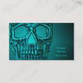 Gothic Skull Head Blauwgroen Green Tattoo Shop Visitekaartje (Voorkant)