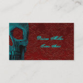 Gothic Skull Head Blauwgroen Red Floral Tattoo Art Visitekaartje (Voorkant)