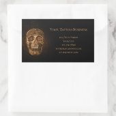 Gothic Skull Head Glanzende Gold Black Tattoo Shop Rechthoekige Sticker (Tas)