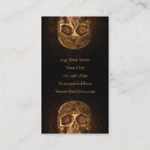 Gothic Skull Head Glanzende Gold Black Tattoo Shop Visitekaartje (Achterkant)
