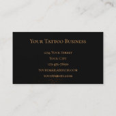 Gothic Skull Head Glanzende Gold Black Tattoo Shop Visitekaartje (Achterkant)