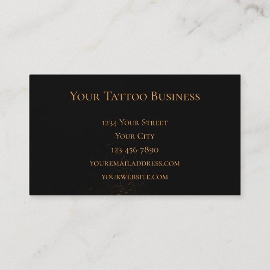 Gothic Skull Head Glanzende Gold Black Tattoo Shop Visitekaartje (Achterkant)