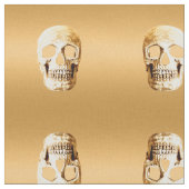Gothic Skull Head Gold Metallic Patroon Stof (Close Up)