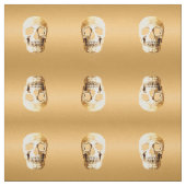 Gothic Skull Head Gold Metallic Patroon Stof (Swatch)