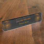 Gothic Skull Head Gold Metallic Tattoo Artist Naambordje (Zijkant)