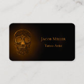 Gothic Skull Head Gold Metallic Tattoo Artist Visitekaartje (Voorkant)