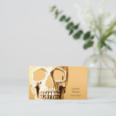 Gothic Skull Head Gold White Tattoo Shop Visitekaartje (Staand voorkant)