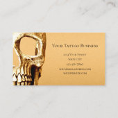 Gothic Skull Head Gold White Tattoo Shop Visitekaartje (Achterkant)