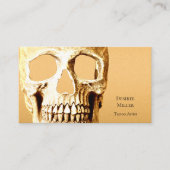 Gothic Skull Head Gold White Tattoo Shop Visitekaartje (Voorkant)