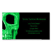 Gothic Skull Head Green Neon Black Tattoo Shop Magnetisch Visitekaartje (Voorkant)