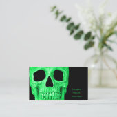 Gothic Skull Head Green Neon Black Tattoo Shop Visitekaartje (Staand voorkant)