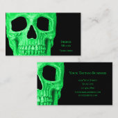 Gothic Skull Head Green Neon Black Tattoo Shop Visitekaartje (Voorkant / Achterkant)
