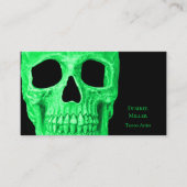 Gothic Skull Head Green Neon Black Tattoo Shop Visitekaartje (Voorkant)